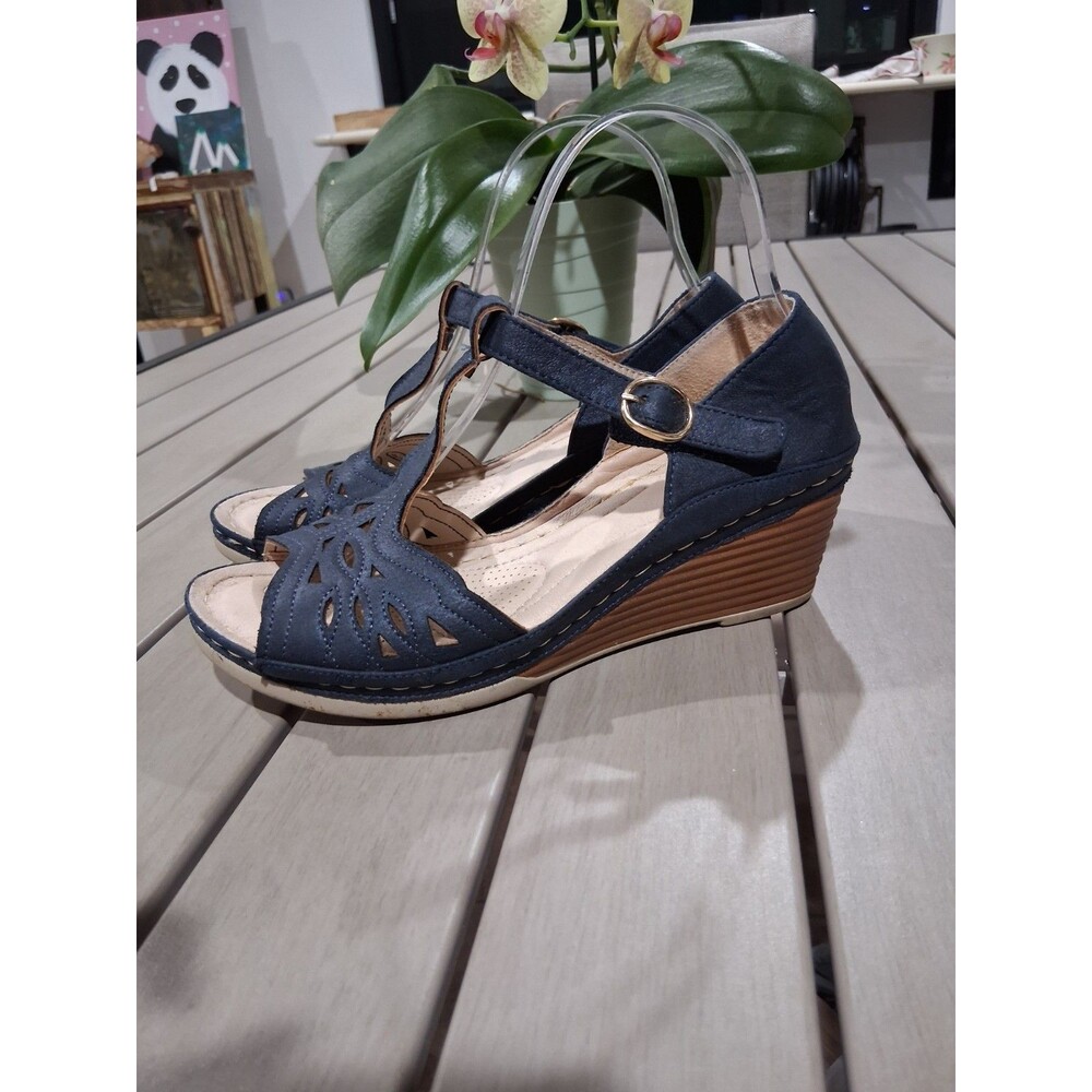 B Comfort Womens Wedge Sandals; Open Toe EU 40 Appr 9US SB6 - Picture 4 of 10
